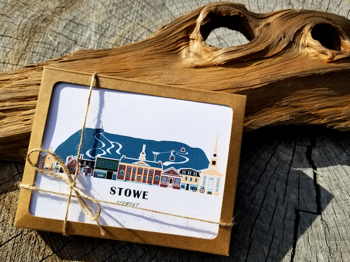 Stowe Vermont Cityscape | Blank Note Card Set | 6 A2 Cards + Envelopes